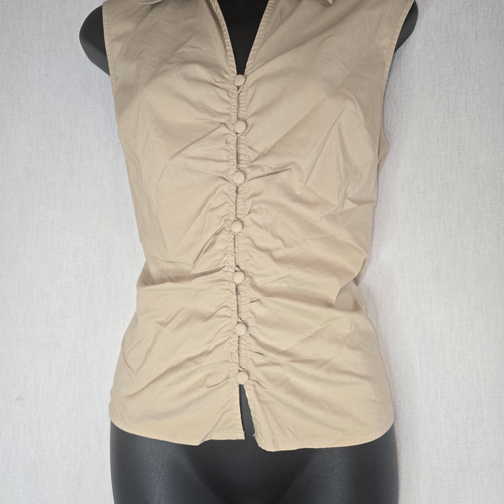 Apostrophe Tan Button-Front Blouse - image 5